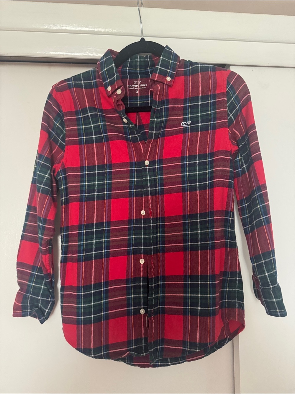Vineyard Vines Red & Green Plaid Cotton Button-Down